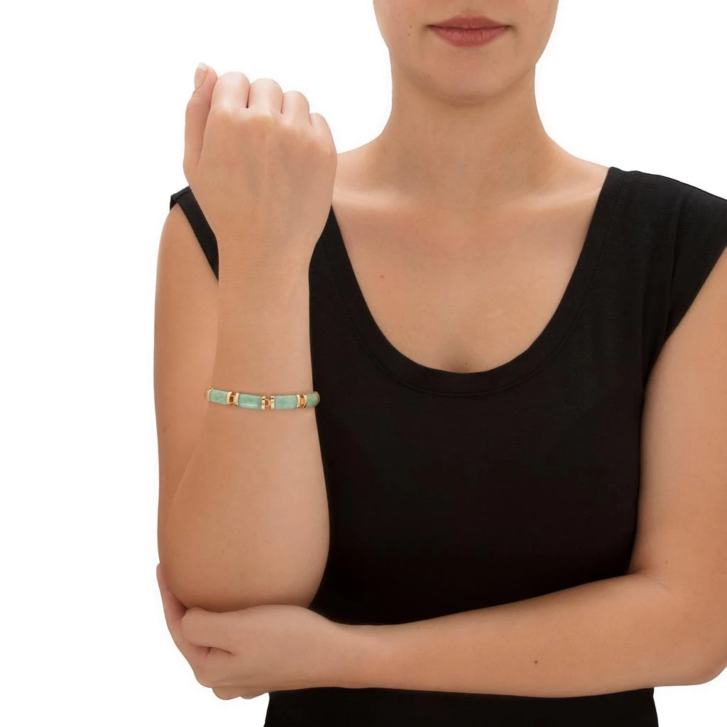 Palm Beach Jewelry Genuine Green Jade 18k Gold-Plated Link Bracelet 7.5" 3