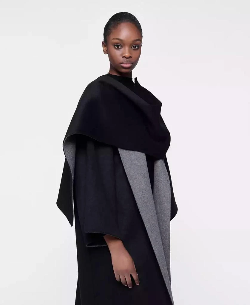 Leem Women
s Reversible Cacoon Coat with Scarf Detail 5