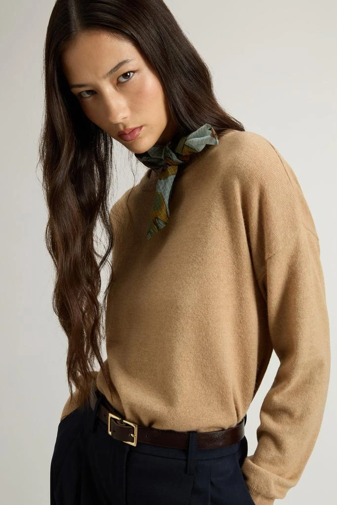 Woolrich Crewneck Sweater in Virgin Wool and Cashmere Blend - Women - Blue 4