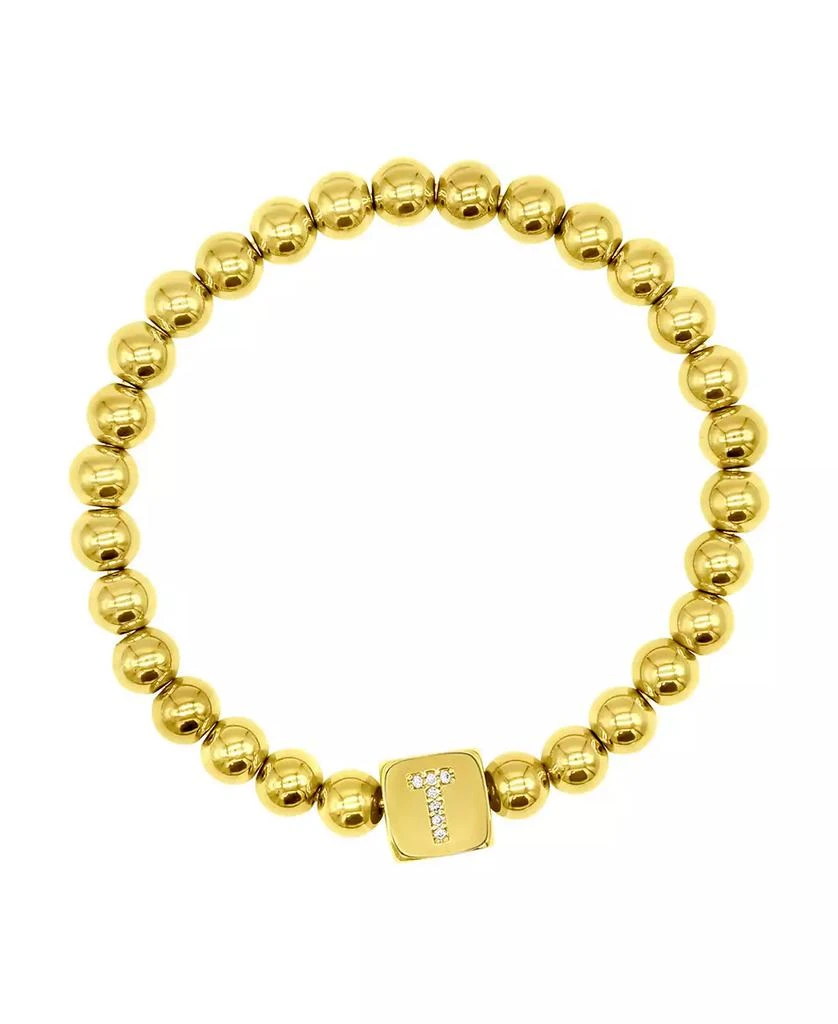 ADORNIA 14K Gold-Plated Initial Cube Stretch Bracelet