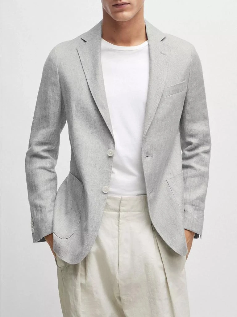 Hugo Boss Slim-Fit Jacket in a Micro-Patterned Linen Blend 3