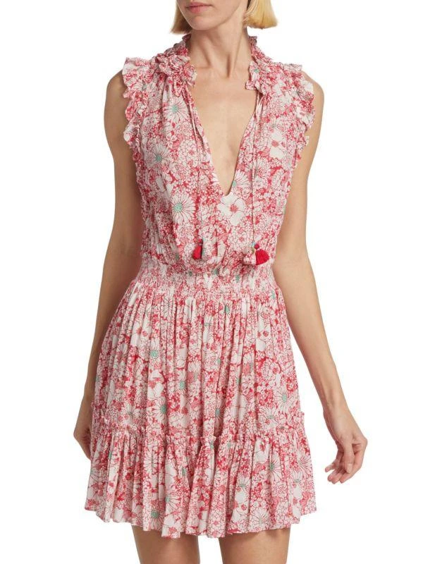 Poupette St Barth Triny Floral Plunging Mini Dress 1