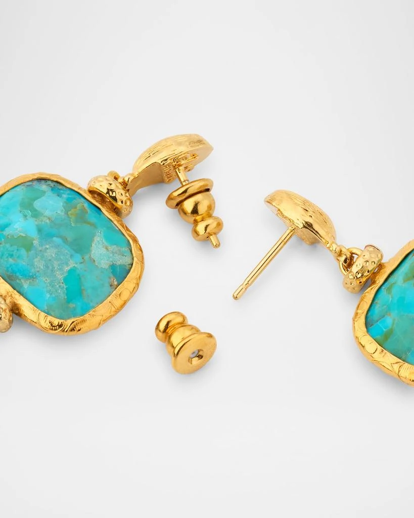 GAS Bijoux Silene Gold Drop Earrings, Blue Quartz and Turquoise 4