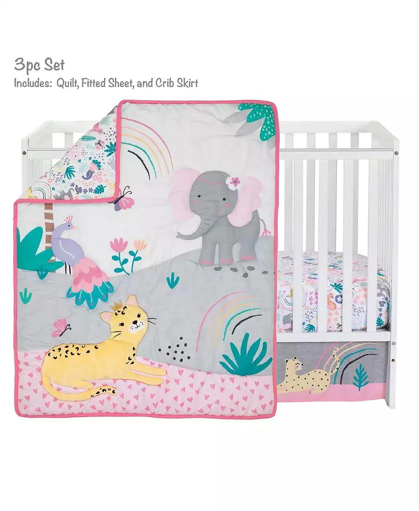 Bedtime Originals Rainbow Jungle Elephant/Leopard 3-Piece Baby Crib Bedding Set 2
