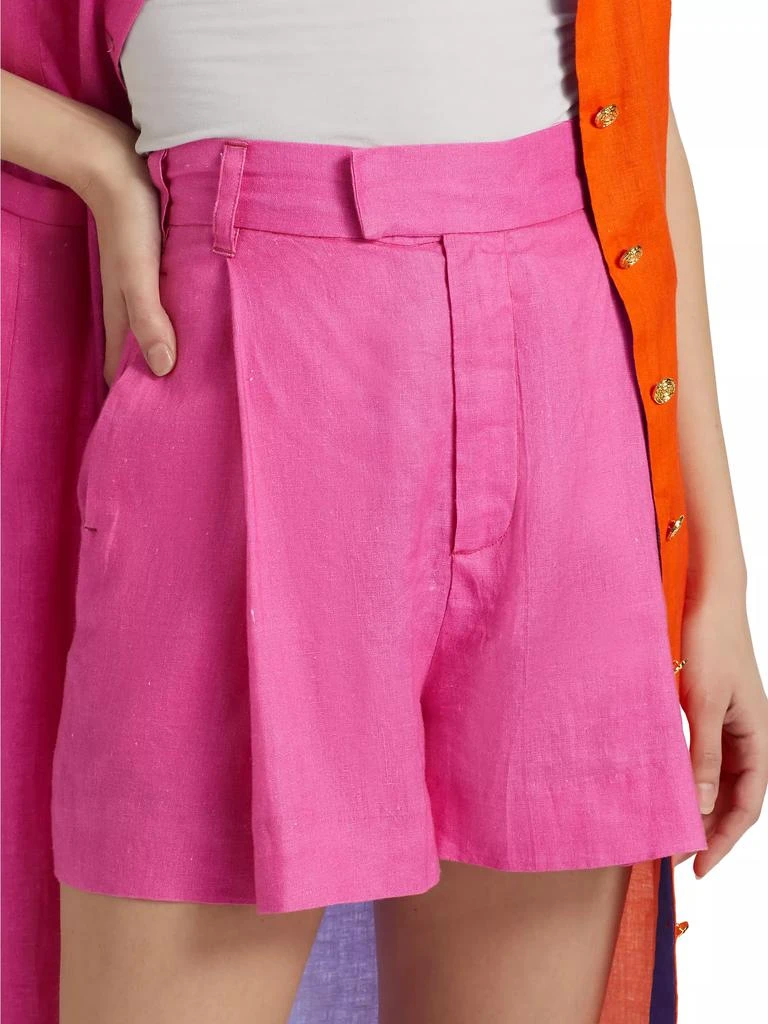 BruceGlen Pleated High-Rise Linen Shorts 6