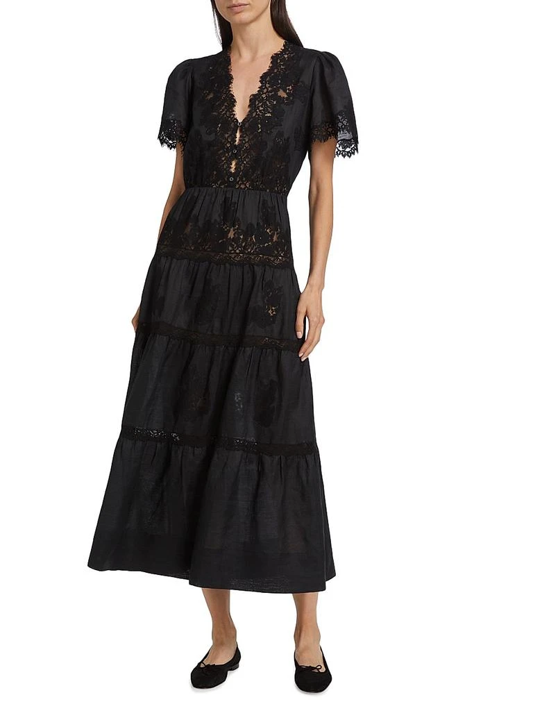 DÔEN Graciela Lace Trim Short-Sleeve Midi-dress 2
