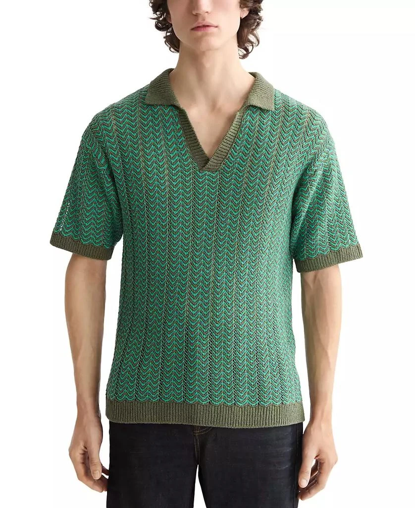 Scotch & Soda Men's Structured Knit Sweater Polo Shirt 1