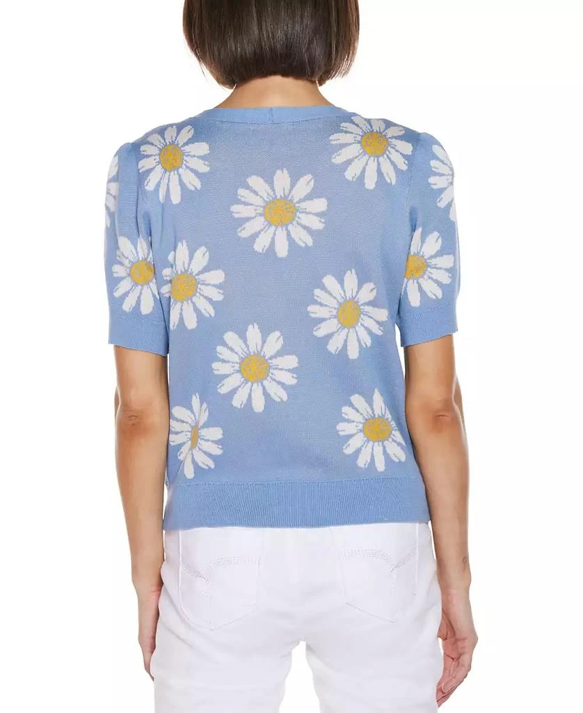 Belldini Women's Daisy Jacquard V-Neck Cardigan Sweater 2