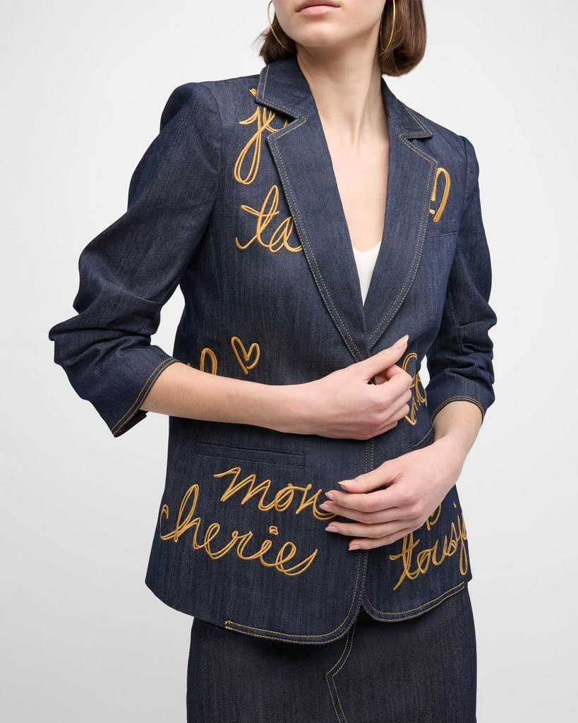 Cinq a Sept Khloe L'amour Embroidered Denim Blazer 7