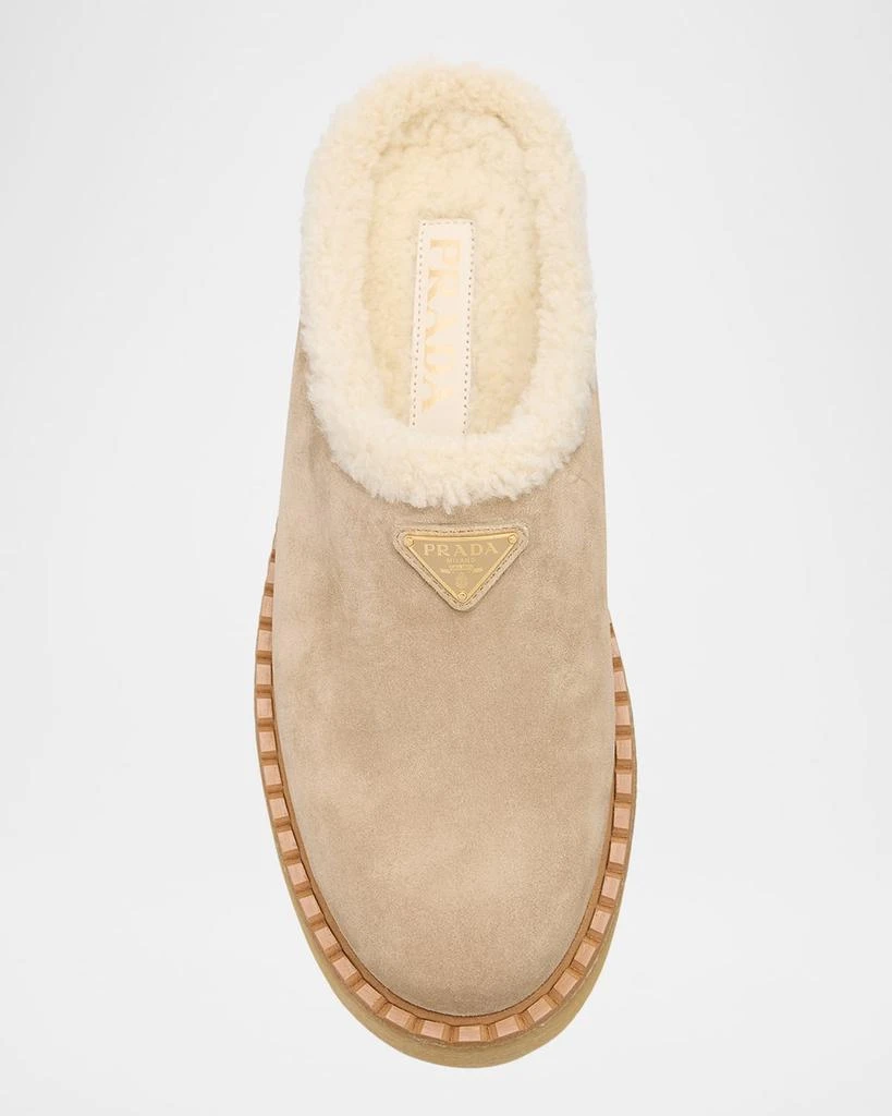 Prada Suede Shearling Cozy Platform Mules 6
