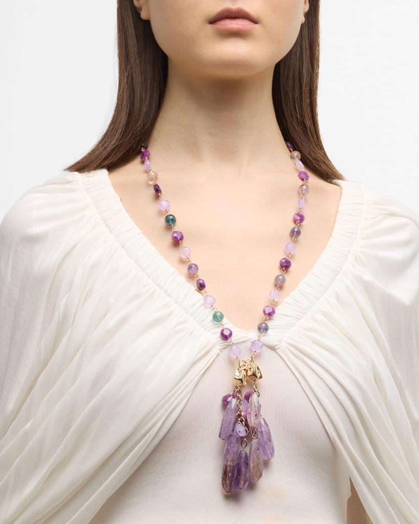 Devon Leigh Pink Amethyst Fringe Necklace