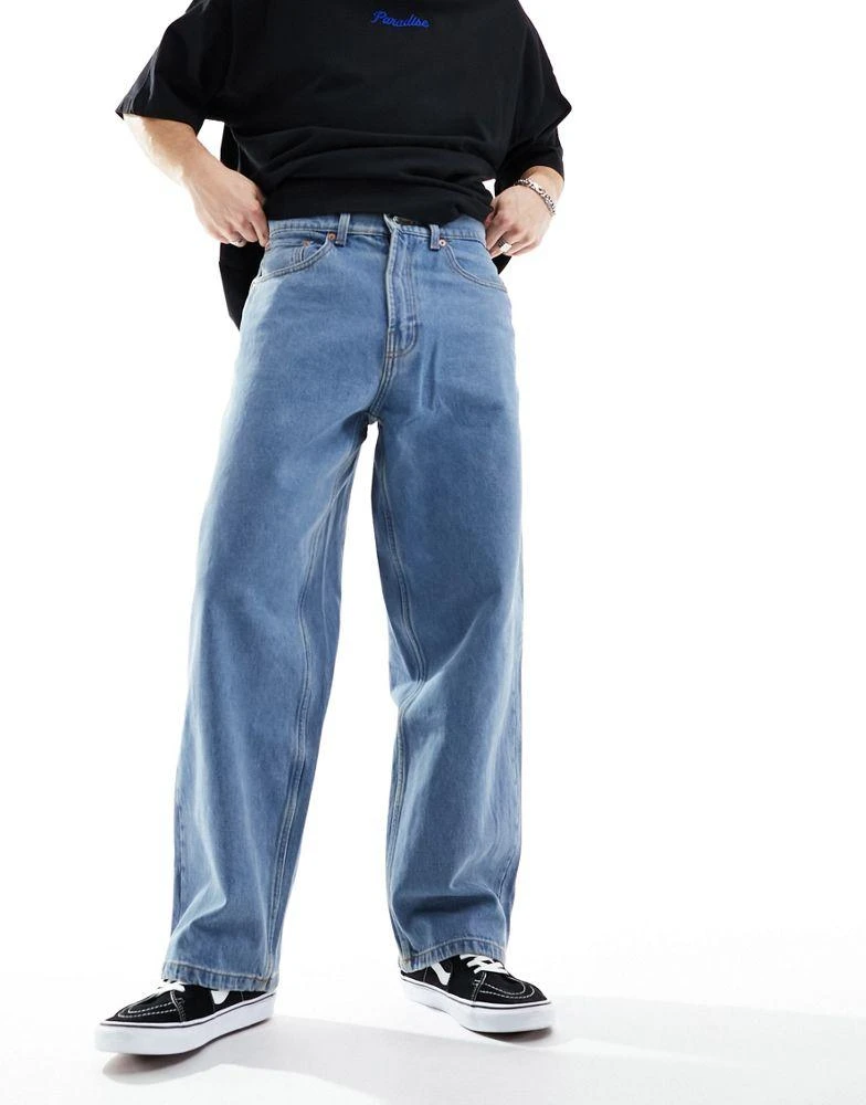 Vans Vans check-5 baggy denim jeans in mid-blue wash 1
