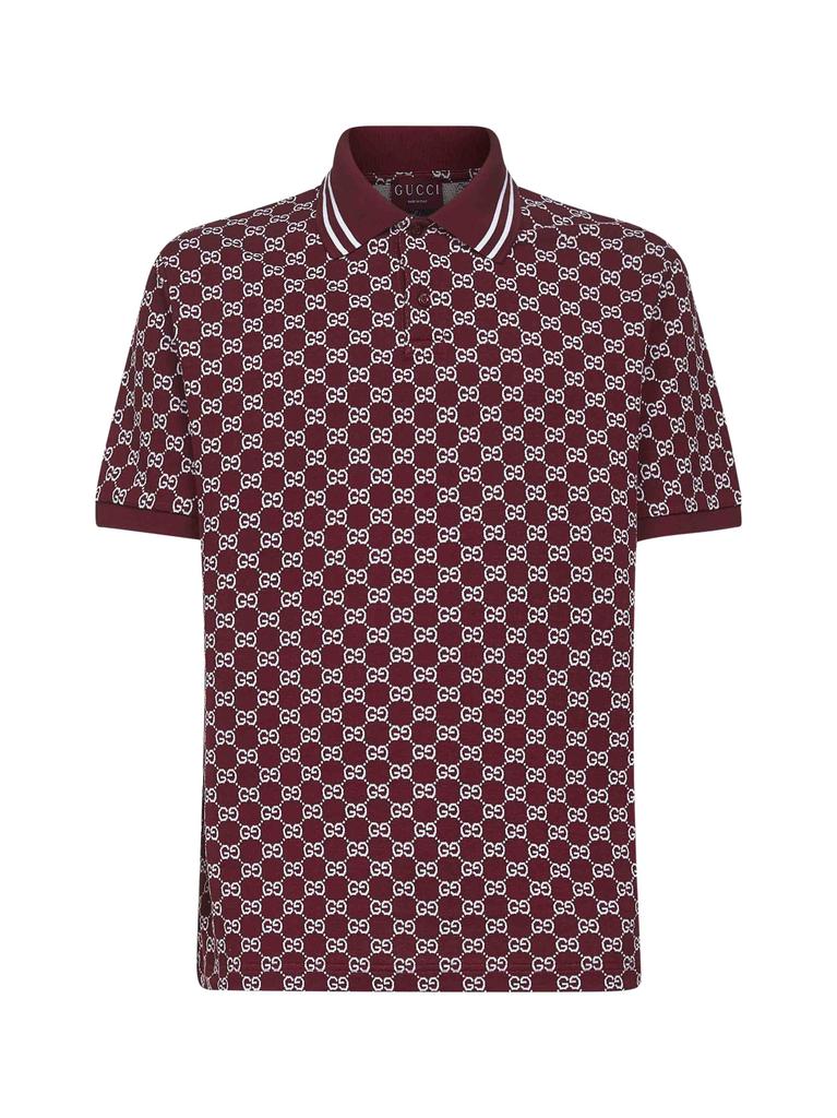 Gucci GUCCI | Blue GG jacquard cotton knit polo shirt | Man