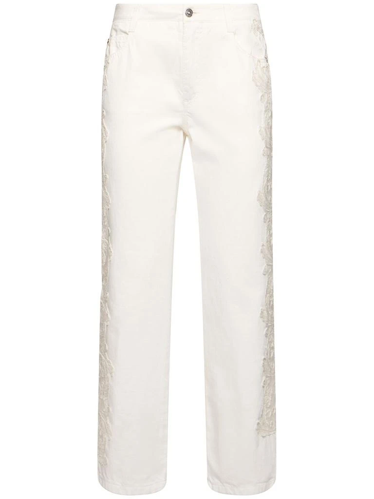 ERMANNO Embroidered Mid Rise Boyfriend Jeans 1