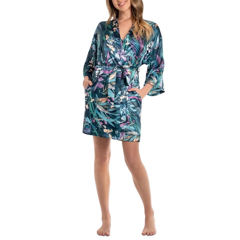 Linea Donatella Women's Printed Satin Wrap Robe