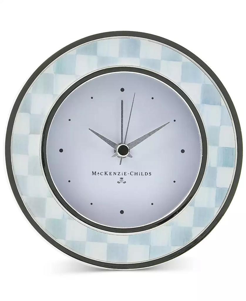MacKenzie-Childs Sterling Check Round Desk Clock