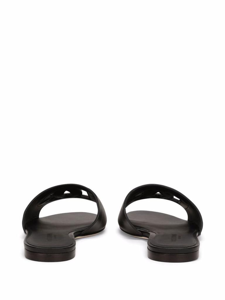 Dolce & Gabbana Dolce & Gabbana Dg Logo Leather Flat Sandals