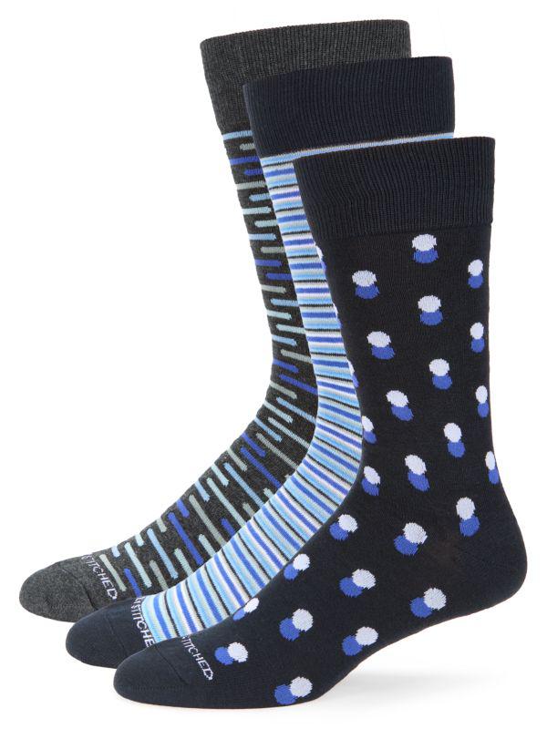 Unsimply Stitched 3-Pack Pattern Crew Socks