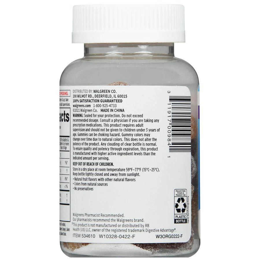 Walgreens Probiotic 500 Million CFU Gummies Natural Fruit 4