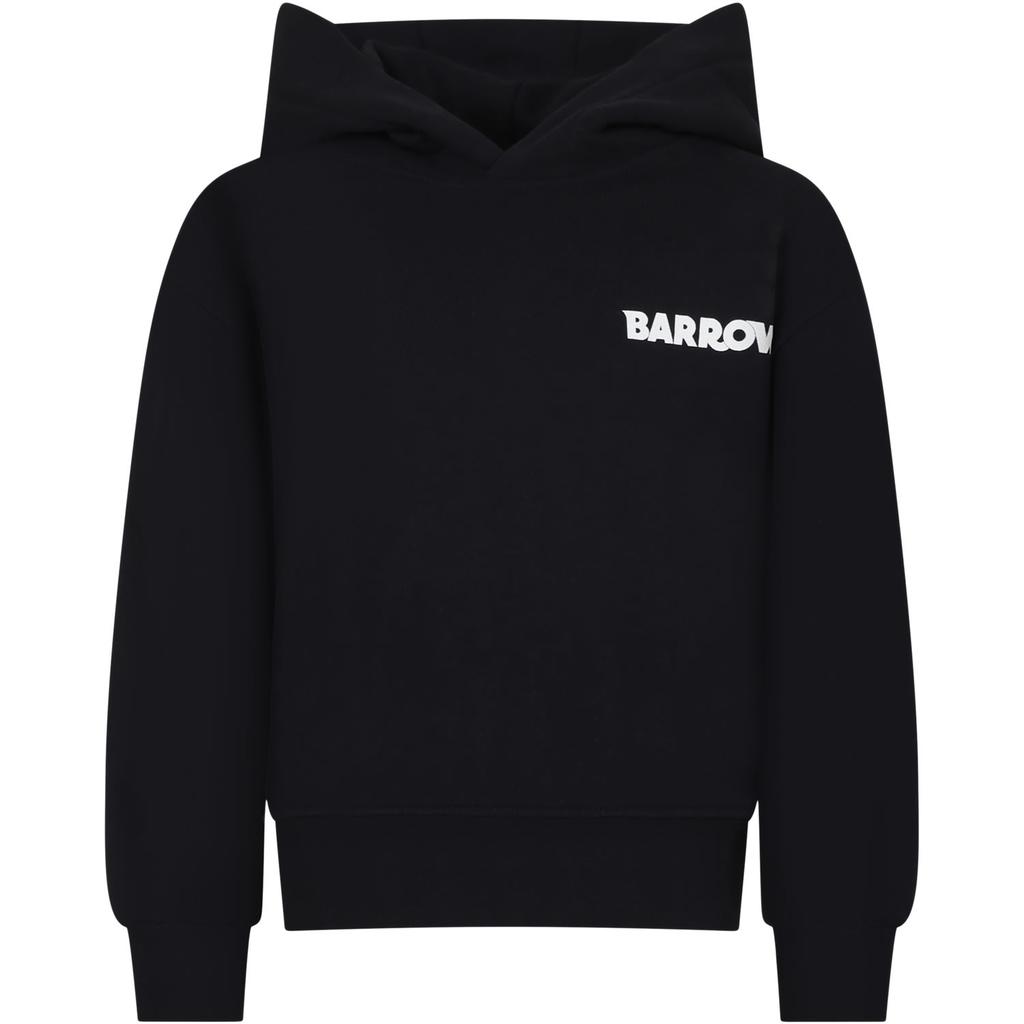 BARROW Black Sweatshirt For Kids With Logo And Iconic Smiley Face