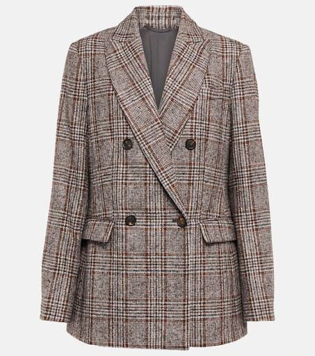 Brunello Cucinelli Double-breasted wool-blend blazer 1