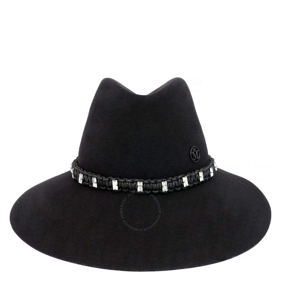 Maison Michel Maison Michel Ladies Black  Kate Embellished Macrame Fedora Hat, Size Small 1