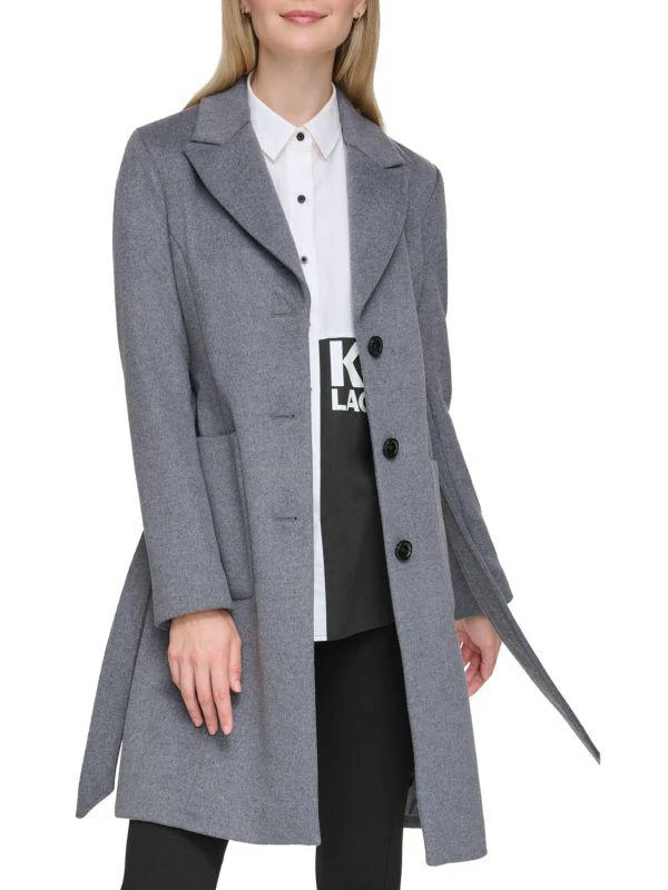 Karl Lagerfeld Paris Single Breasted Wool Blend Coat 1