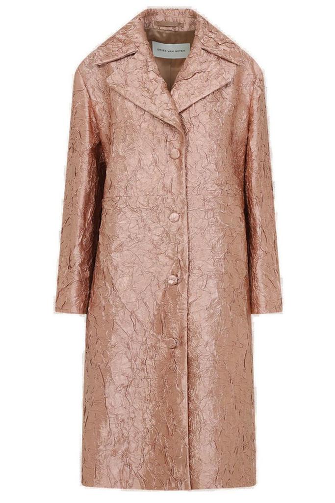 Shop Dries Van Noten Crinkle Effect Single Breasted Coat on Sale