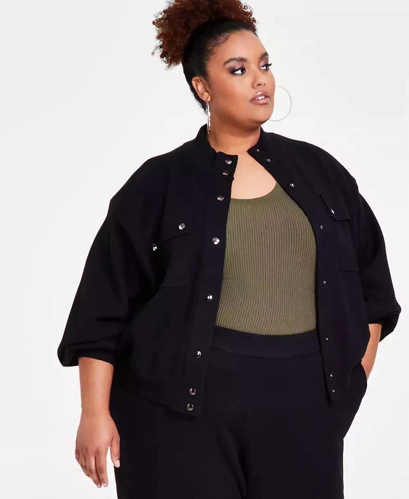 Nina Parker Trendy Plus Size Camouflage Knit Jacket 4