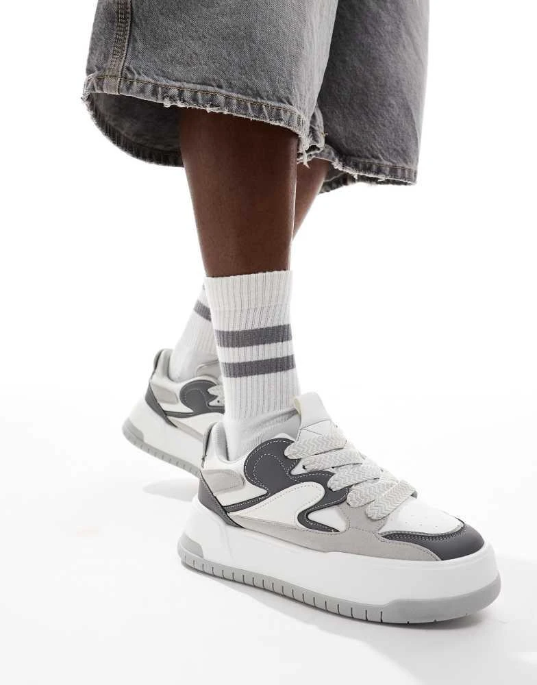 ASOS ASOS DESIGN chunky trainers in grey and white mix 5