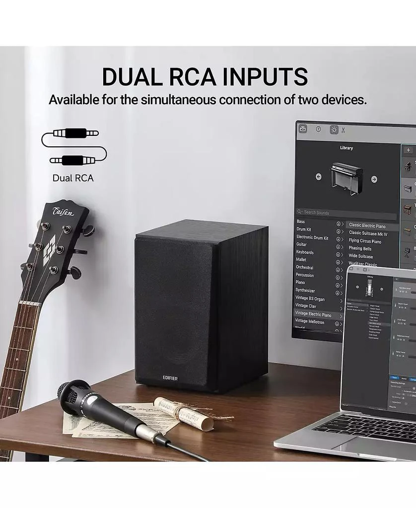 Edifier Bluetooth Bookshelf Speakers with MDF Enclosure, Powered Studio Monitors - 24W RMS (Pair) 4