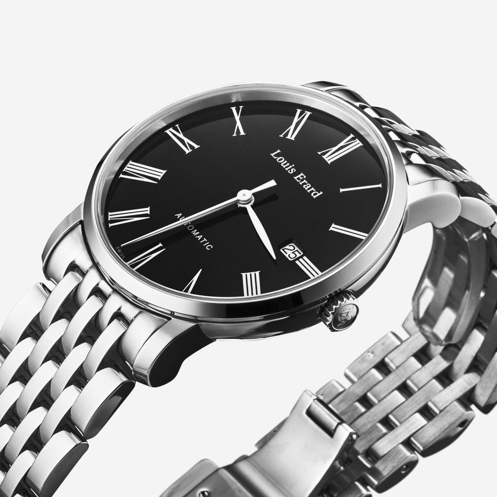 Louis Erard Louis Erard Excellence Black Dial Stainless Steel Men's Automatic Watch 68233AA02.BMA35