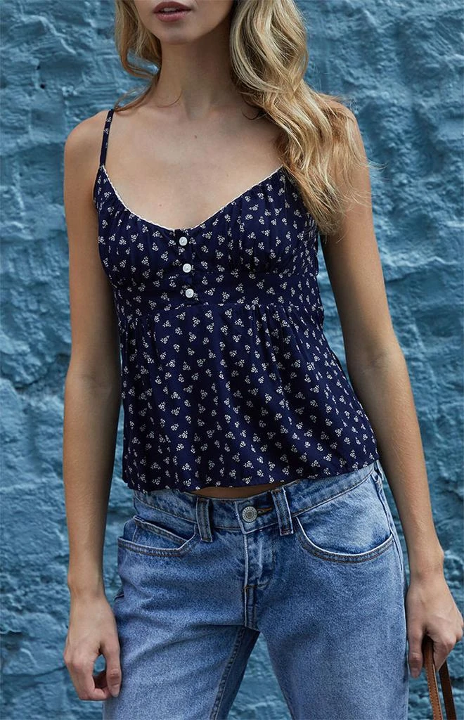 John Galt Navy Floral Woven Tank Top 3