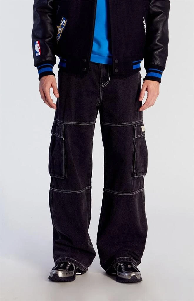 PacSun Blake Extreme Baggy Jeans Contrast Stitch Cargo Black 1