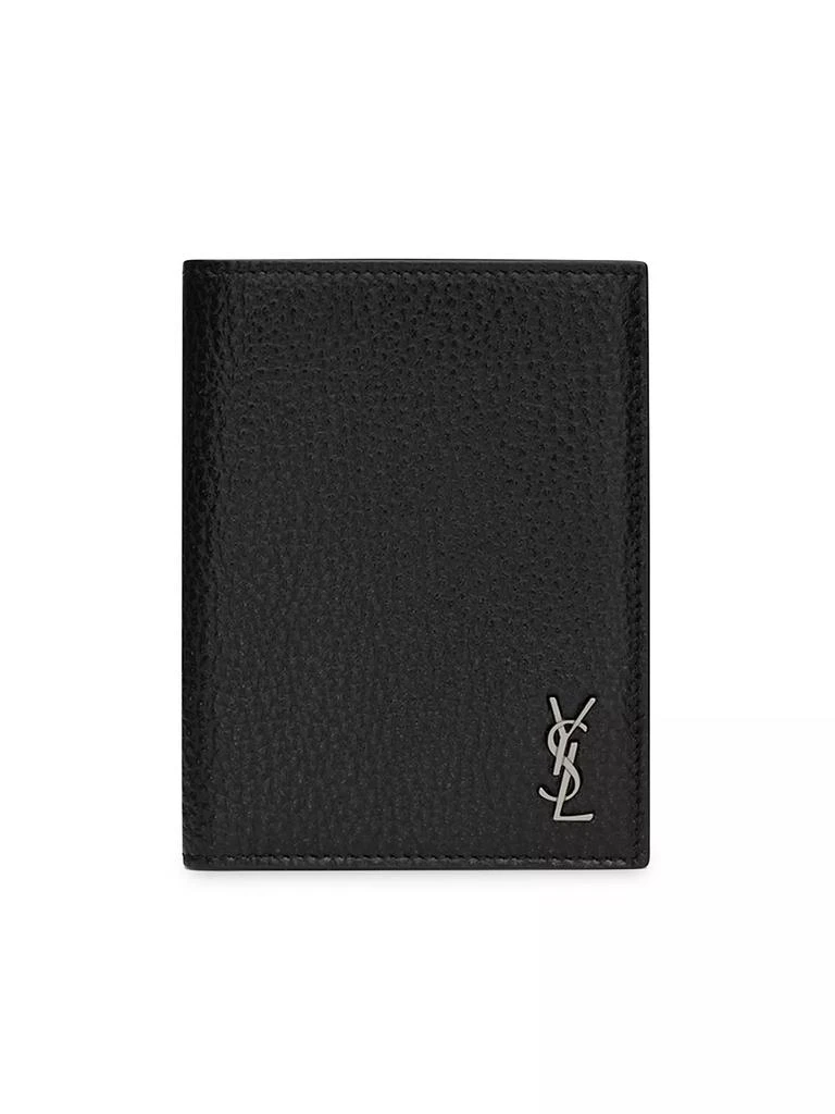 Yves Saint Laurent Tiny Cassandre Credit Card Wallet In Grained Leather 1