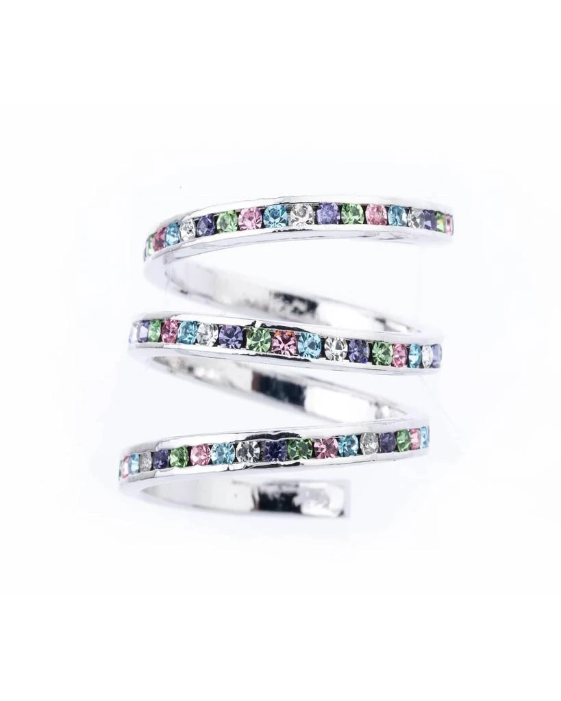 Traditions Jewelry Company Fine Silver Plated Rainbow Crystal Spiral Ring 3