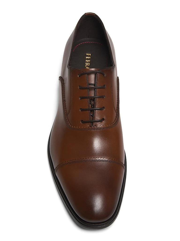 Salvatore Ferragamo Oxford Shoes‎ Mens Size 10.5EE Brown Leather Cap Toe Lace Up Salvatore Ferragamo Leather Cap-Toe Oxfords - Business  main image 4