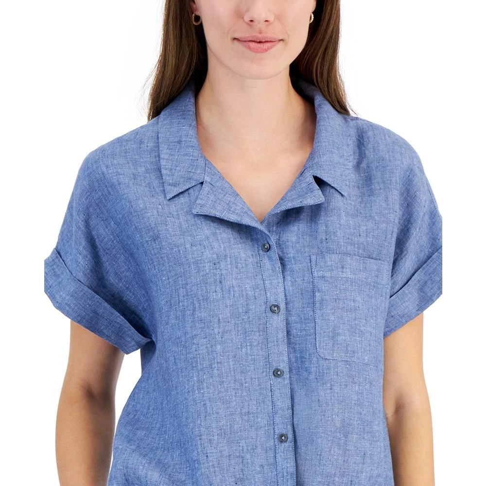 Charter Club Women's 100% Linen Tie-Front Shirt, Created for Macy's 3