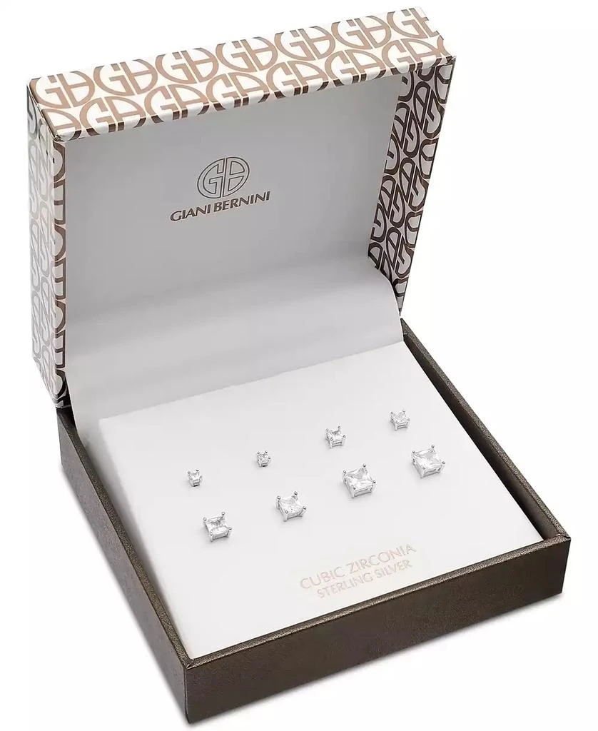 Giani Bernini 4-Pc. Set Cubic Zirconia Princess Stud Earrings in Sterling Silver, Created for Macy's 2