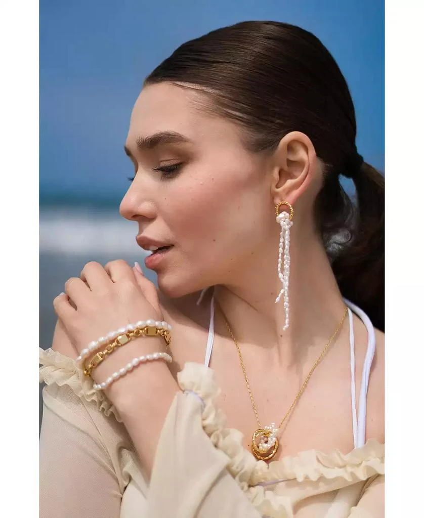 Classicharms Nina Gold Hoop Bead Pearl Tassel Earrings 4