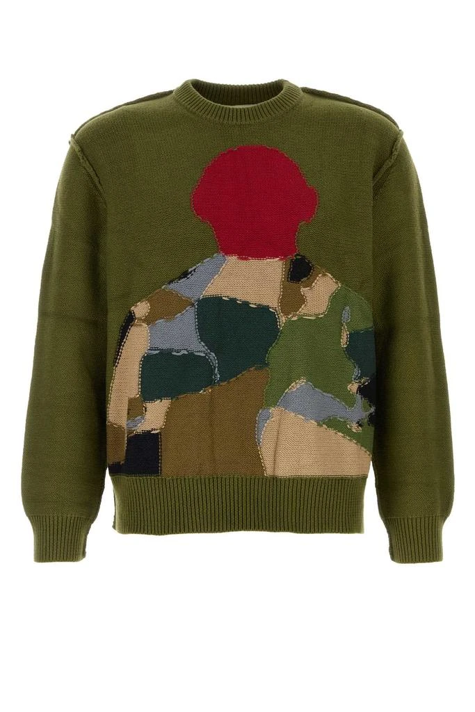 KIDSUPER STUDIOS OLIVE GREEN COTTON SWEATER 1