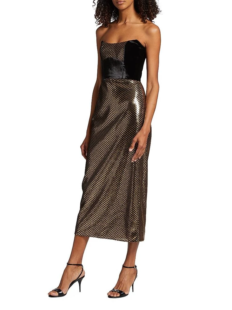 Borgo de Nor Luna Strapless Velvet & Sequin Midi-Dress 3