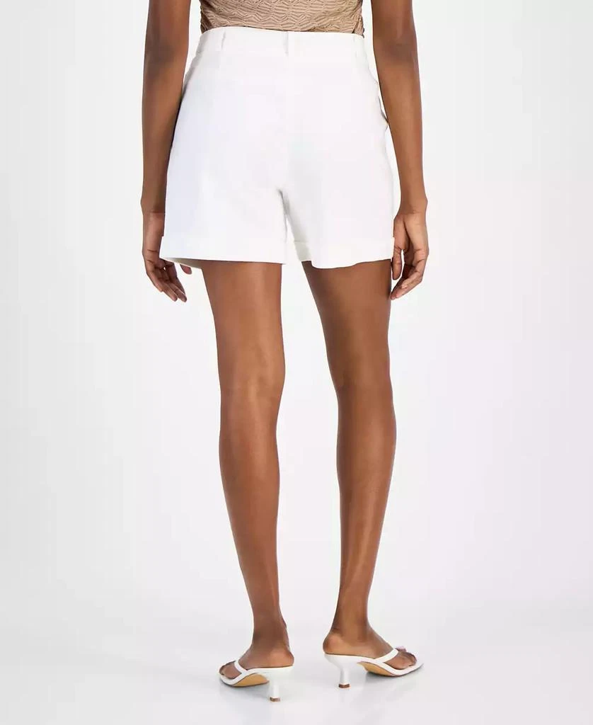 Bar III Women's Cuffed Linen-Blend Pleat-Front Shorts, Exclusively at Macy's 4