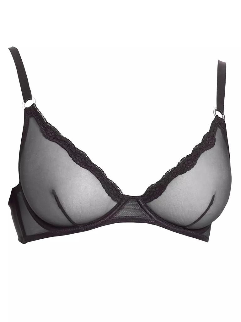 Fleur du Mal Lace-Trim Sheer Bra