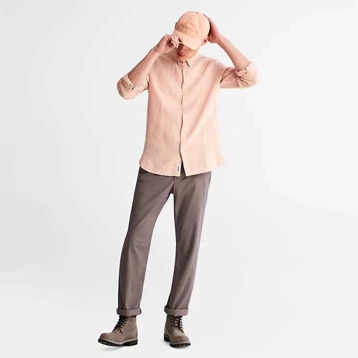 Timberland Mill River Slim-Fit Linen Shirt for Men in Light Pink 3