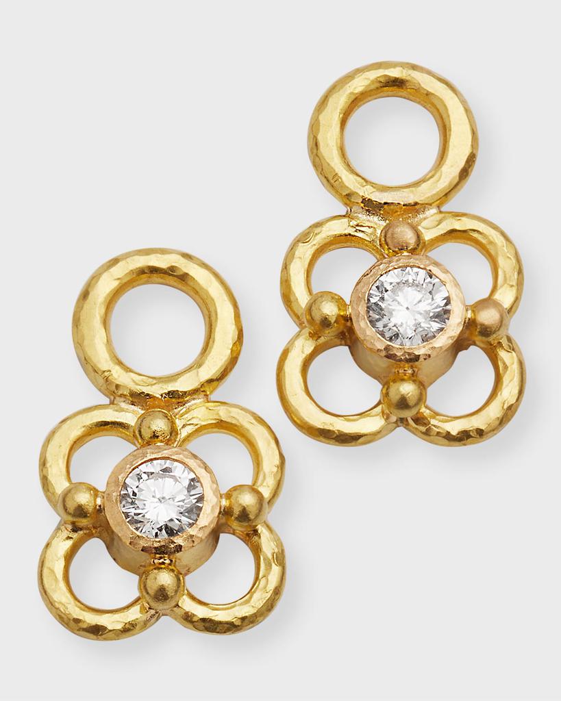 Elizabeth Locke 19K Gold Diamond Flower Earring Pendants