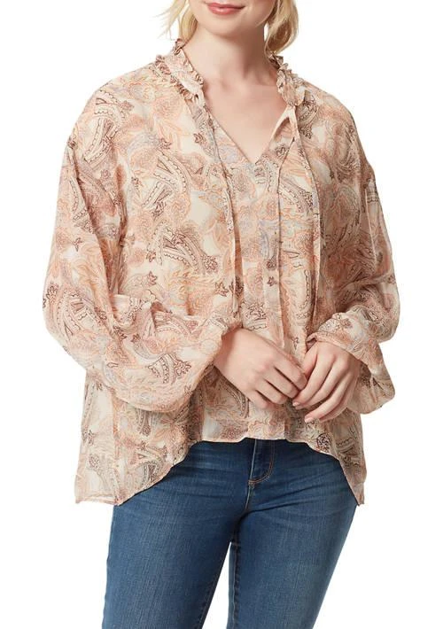 Jessica Simpson Simpson Blouson Sleeve Floral Tie Neck Top 1