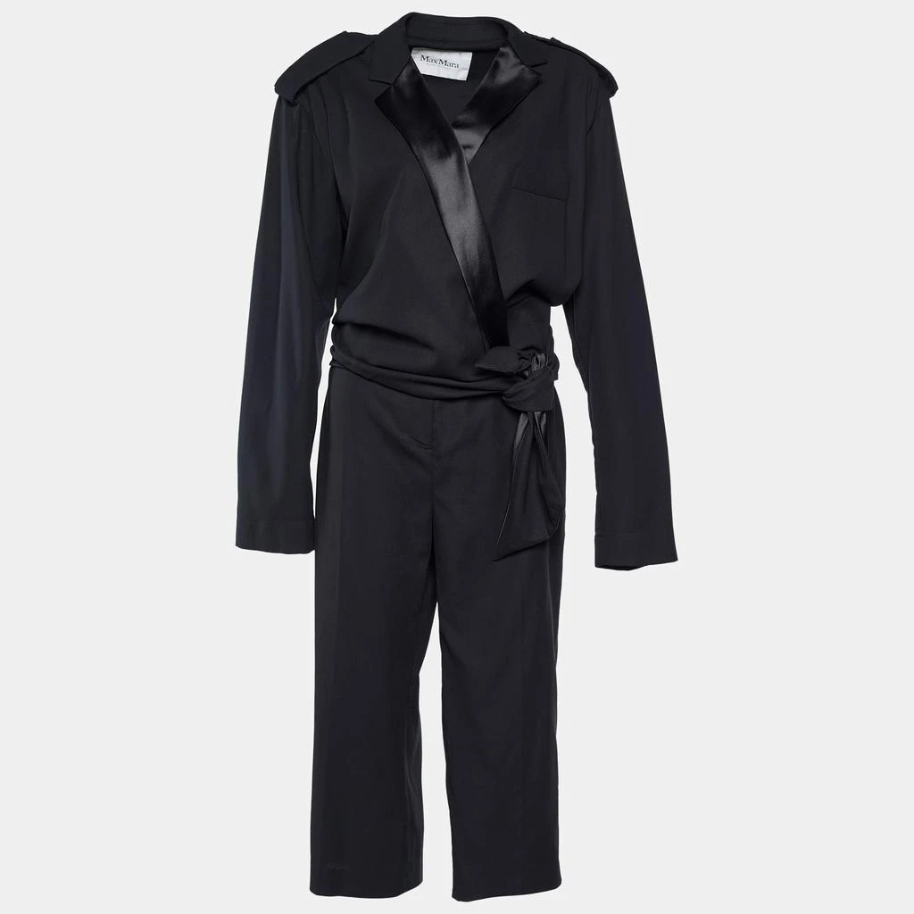 Max Mara Max Mara Black Cotton Dover Wide-leg Cady Jumpsuit M 1