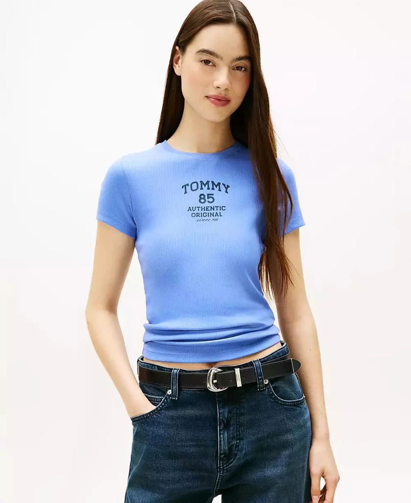 Tommy Jeans Women
s Tommy 85 Ribbed Logo T-Shirt