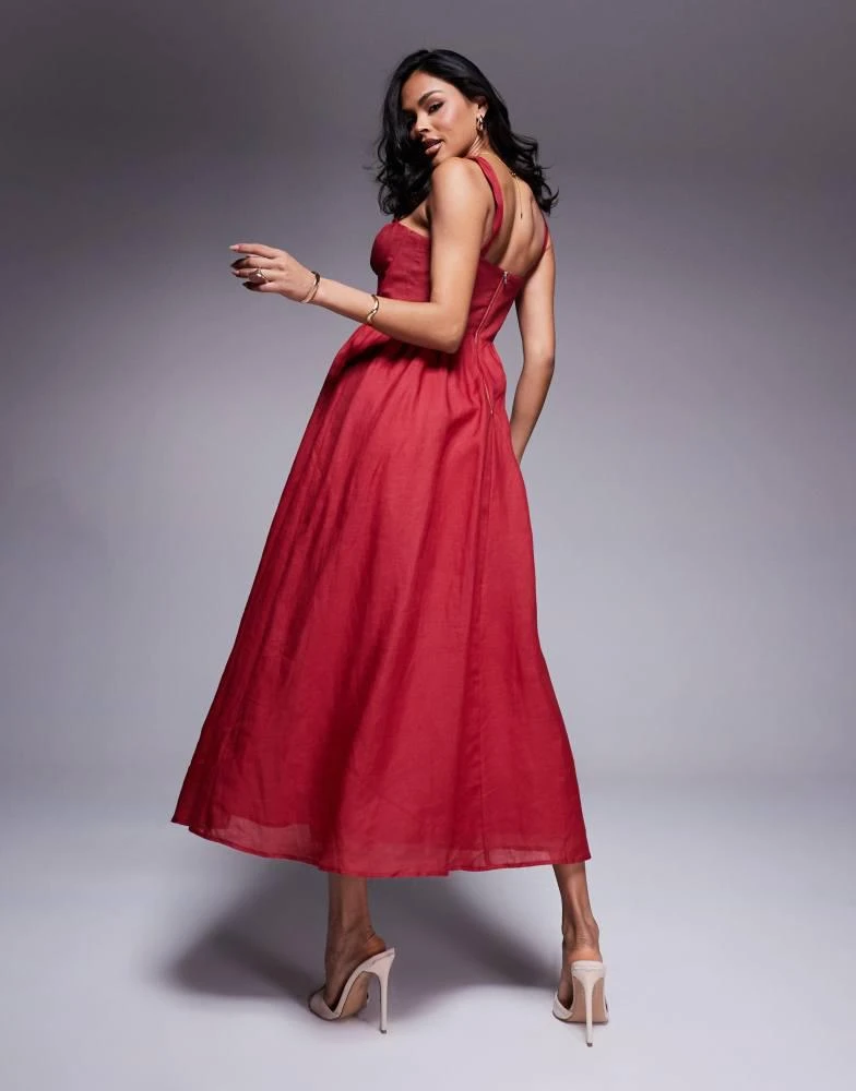 white christmas dresses STRETCH LINEN RED CORSET – AKIRA main image 0